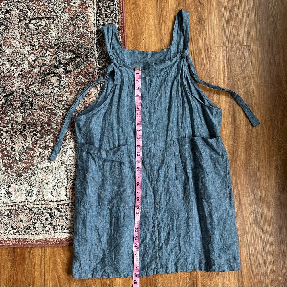 Vikolino linen garden dress French linen  apron in chambray/denim - Picture 4 of 8